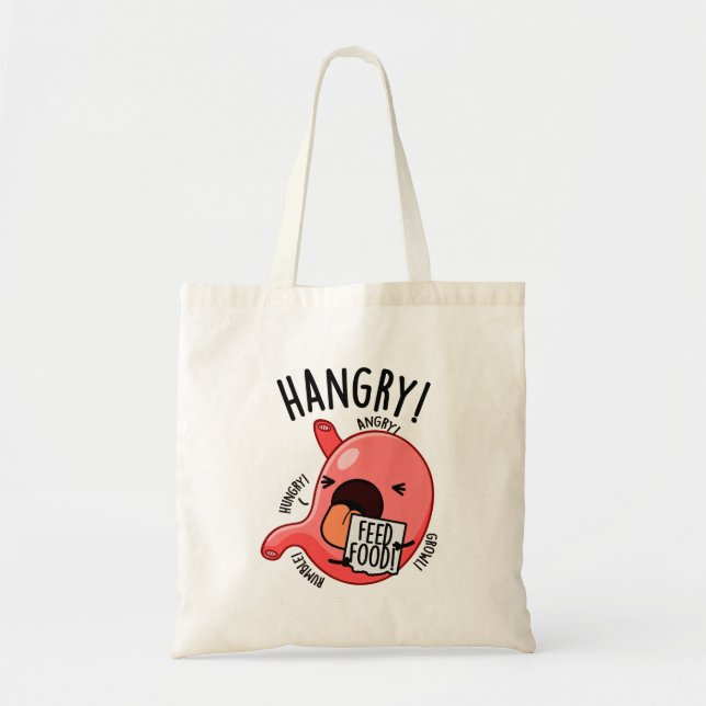Bolsa Tote Hangry Funny Stomach Pun (Frente)