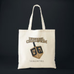 Bolsa Tote Hanukkah Dreidel Champion Personalizado Gag<br><div class="desc">Celebre Chanucá com orgulho e humor enquanto se reúne com toda a família. Este design gráfico do festival faz um presente perfeito para os feriados. Seja para seu vizinho, família, marido, tio ou namorado</div>