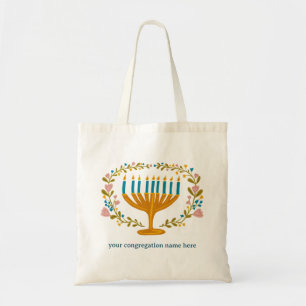 Bolsa Tote HANUKKAH Menorah floral Jewish Holiday CUSTOM