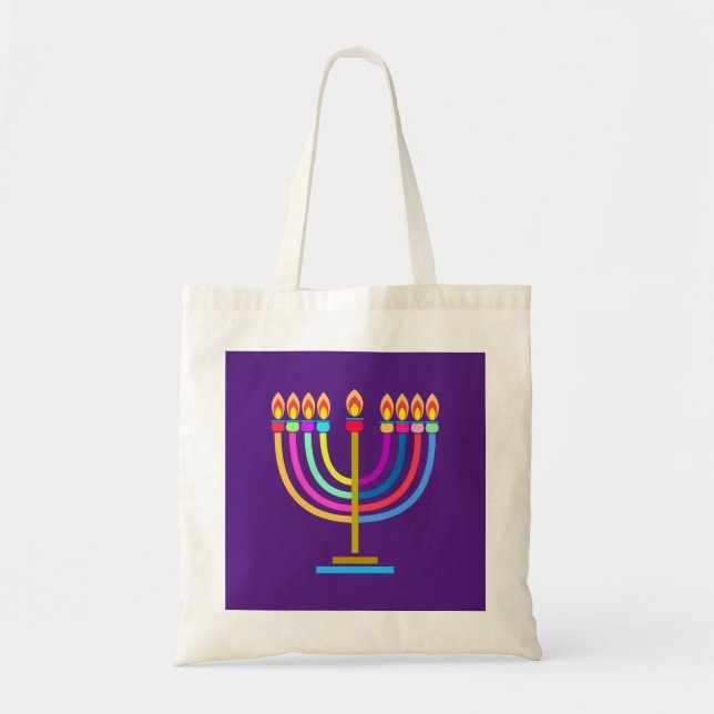 Bolsa Tote Hanukkah Menorah - Símbolo de Férias das Luzes (Frente)