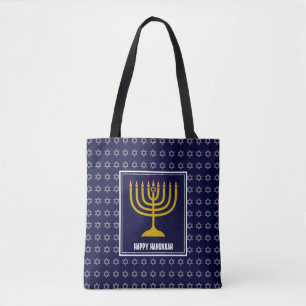 Bolsa Tote HANUKKAH Menorah Star David Personalizou Marinho A