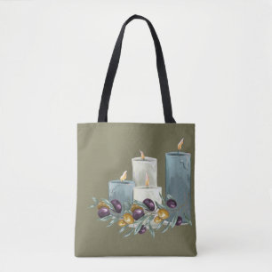 Bolsa Tote Hanukkah Olives e Velas