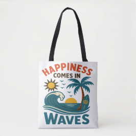 Bolsa Tote Happiness Comes in Waves - Women's Inspirational T