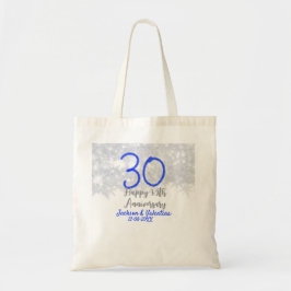 Bolsa Tote Happy 30th wedding anniversary silver blue glitter