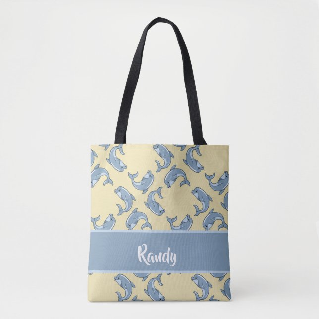 Bolsa Tote Happy blue dolpins pattern (Frente)