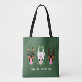 Bolsa Tote Happy Dia de São Patrício Dobermann Dogs