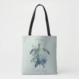 Bolsa Tote Happy Earth Day Turtle Design