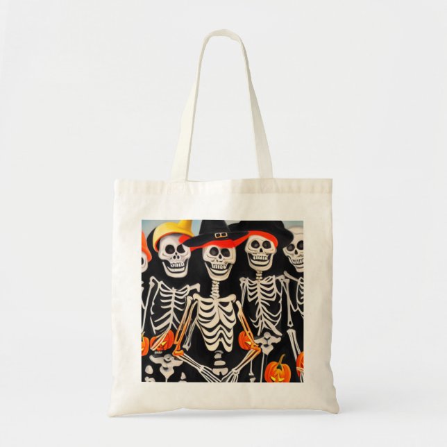 Bolsa Tote Happy Halloween Skeletons (Frente)