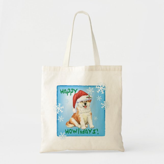 Bolsa Tote Happy Howliday Akita (Frente)