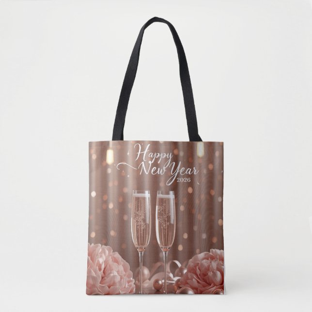 Bolsa Tote happy new year 2026 champagne elegant (Frente)