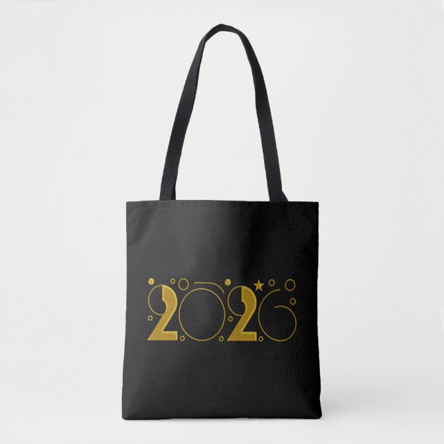 Bolsa Tote Happy New Year 2026 gold (Frente)