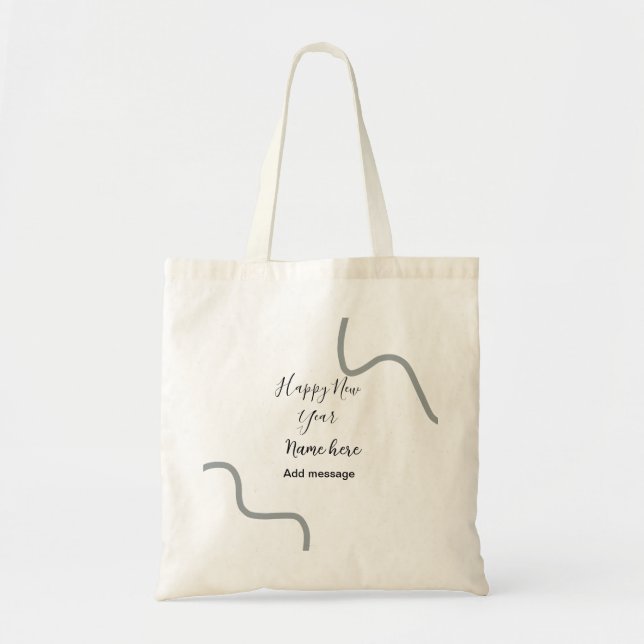 Bolsa Tote Happy new year name message gray simple holiday  (Frente)