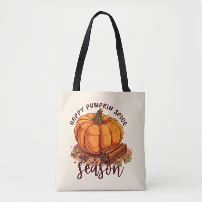 Bolsa Tote Happy Pumpkin Spice Season - Cozy Autumn Vibes (Frente)