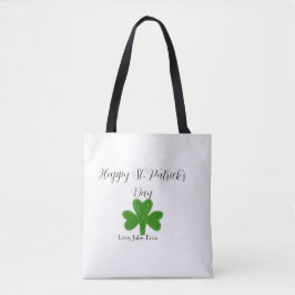 Bolsa Tote Happy St. Patrick's day green shamrock name 
