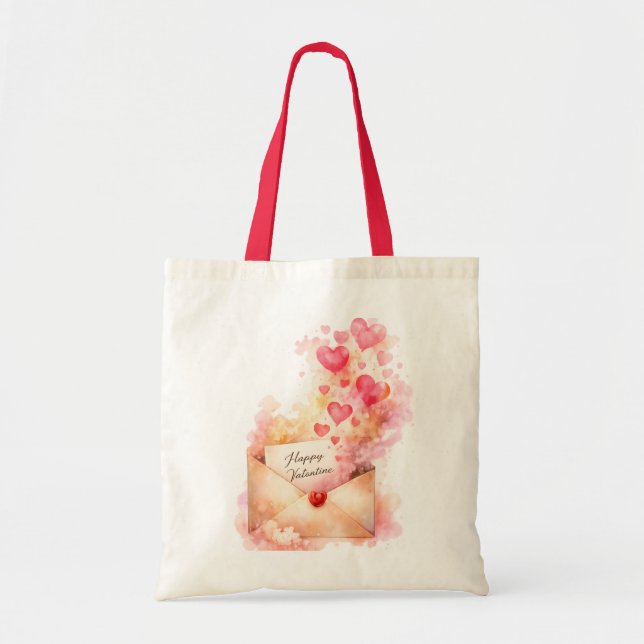 Bolsa Tote Happy Valentine Romantic Heart Tote Bag (Frente)