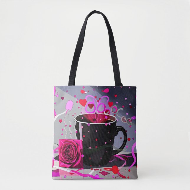 Bolsa Tote Happy Valentines Day Coffee and Confetti  (Frente)