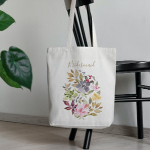 Bolsa Tote Happy Watercolor Florals festa de noiva