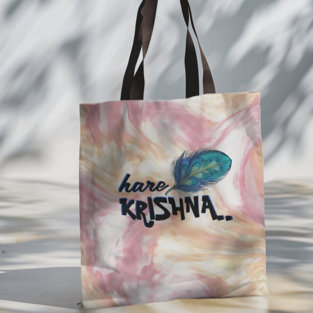Bolsa Tote "Hare Krishna" Peacock Feather Hindu (Criador carregado)