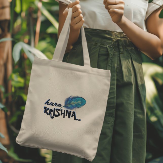 Bolsa Tote "Hare Krishna" Peacock Feather Hindu (Criador carregado)