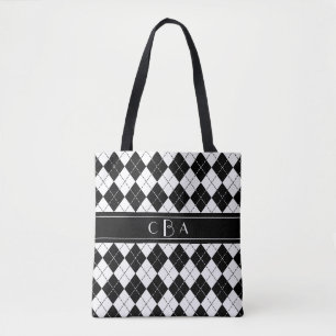 Bolsa Tote Harlequin preto e branco