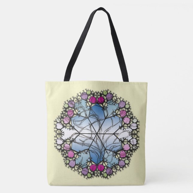 Bolsa Tote Harmonia Brilhante: O Caleidoscópio Floral (Frente)