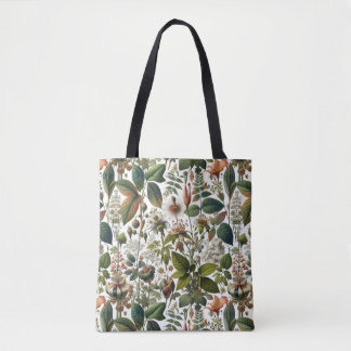 Bolsa Tote Harmonia da Natureza: Padrão Botânico Sem Olhos