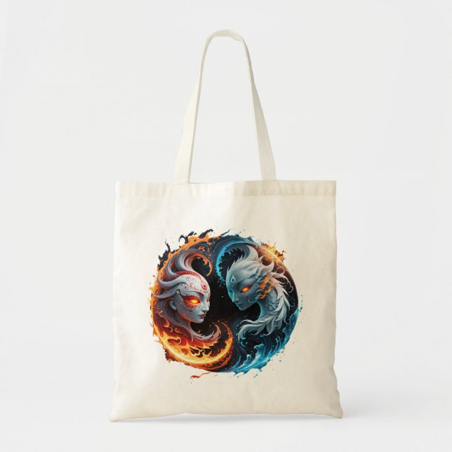 Bolsa Tote Harmonia elementar, yin e yang da natureza. (Frente)