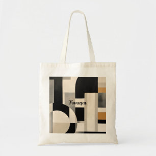 Bolsa Tote Harmonia em Tons: Composição Abstrata em Preto e B