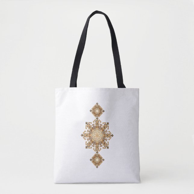 Bolsa Tote Harmonia Geométrica Dourada (Frente)