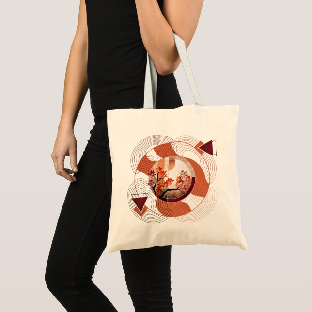 Bolsa Tote Harmonious Orange Blossom Circles (Frente (produto))