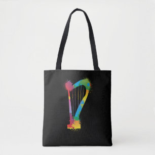 Bolsa Tote Harp Retro Music Lover Harpist Colorida