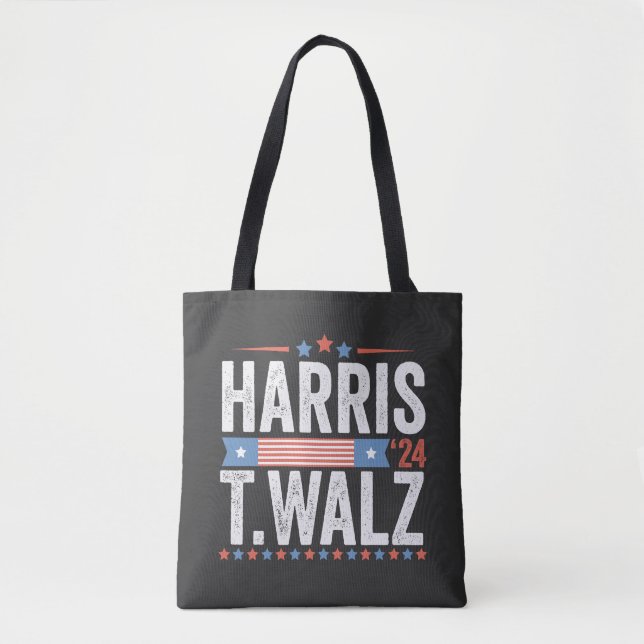 Bolsa Tote Harris Walz 2024 Eleição Kamala Tim Waltz (Frente)