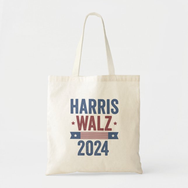 Bolsa Tote Harris Walz 2024 Eleição Kamala Tim Waltz América (Frente)