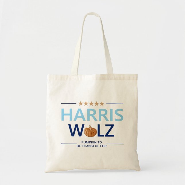 Bolsa Tote Harris Walz Halloween Pumpkin é grato por (Frente)