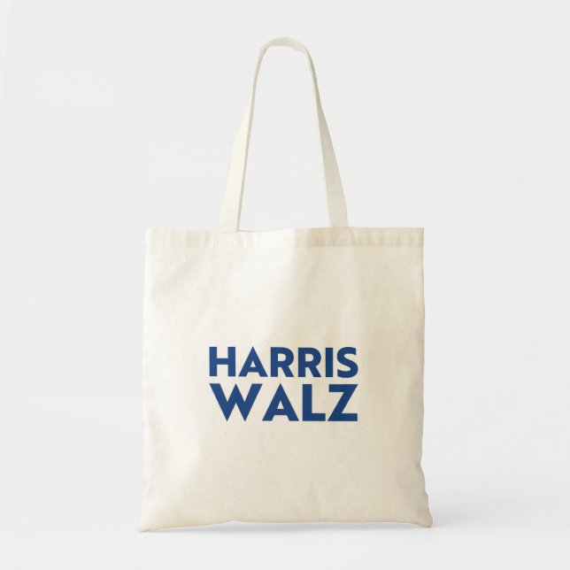 Bolsa Tote Harris Walz - tipografia azul moderna (Frente)
