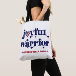 Bolsa Tote Harris Walz White Joyful Warrior EUA Flag Heart
