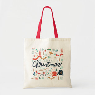 Bolsa Tote Harry Potter   Feliz Natal Com Ícones Festivos