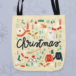 Bolsa Tote Harry Potter   Feliz Natal Com Ícones Festivos