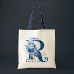 Bolsa Tote Harry Potter | Gráfico Aguamenti RAVENCLAW™<br><div class="desc">Veja este gráfico de Ravenclaw baseado no feitiço do fazer aguamenti. Esta apresenta uma cortina azul em frente a uma letra gigante "R" com o nome "Ravenclaw" escrito abaixo.</div>