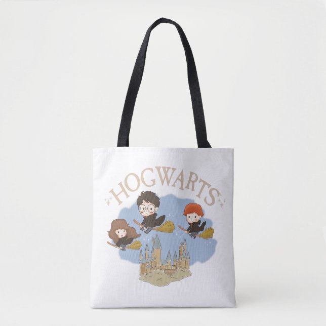 Bolsa Tote HARRY POTTER™, Hermione & Ron sobrevoam HOGWARTS™ (Frente)