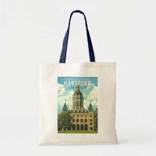 Bolsa Tote Hartford Connecticut Viagem Arte Vintage