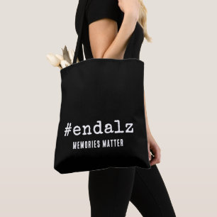 Bolsa Tote Hashtag de Conscientização sobre Alzheimer Negro A