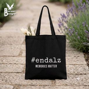 Bolsa Tote Hashtag de Conscientização sobre Alzheimer Negro A