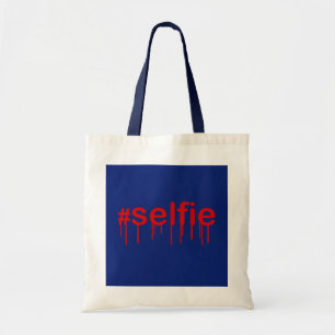 Bolsa Tote Hashtag Selfie Drooling em decor azul