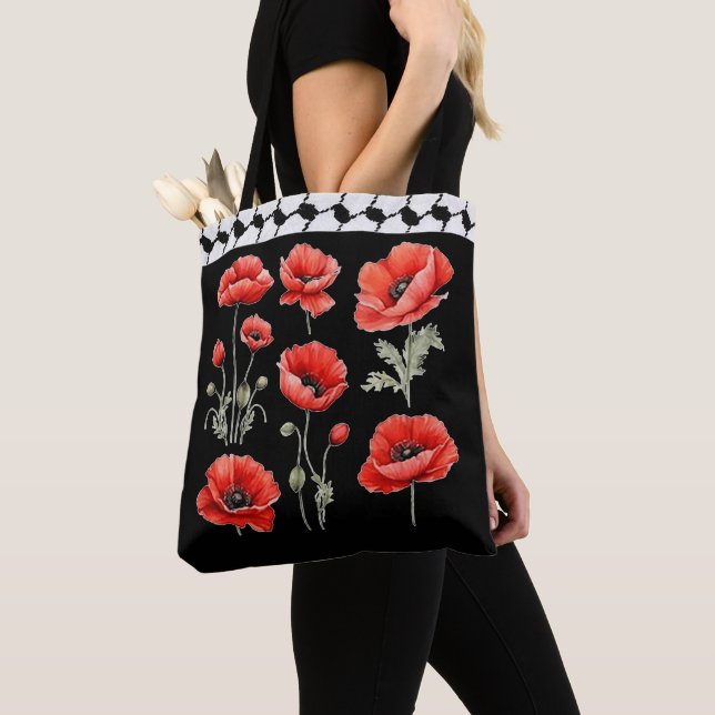 Bolsa Tote Hattah com Papoula Palestino (Close Up)