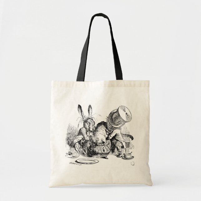 Bolsa Tote Hatter, Dormouse e lebre loucos de março (Frente)