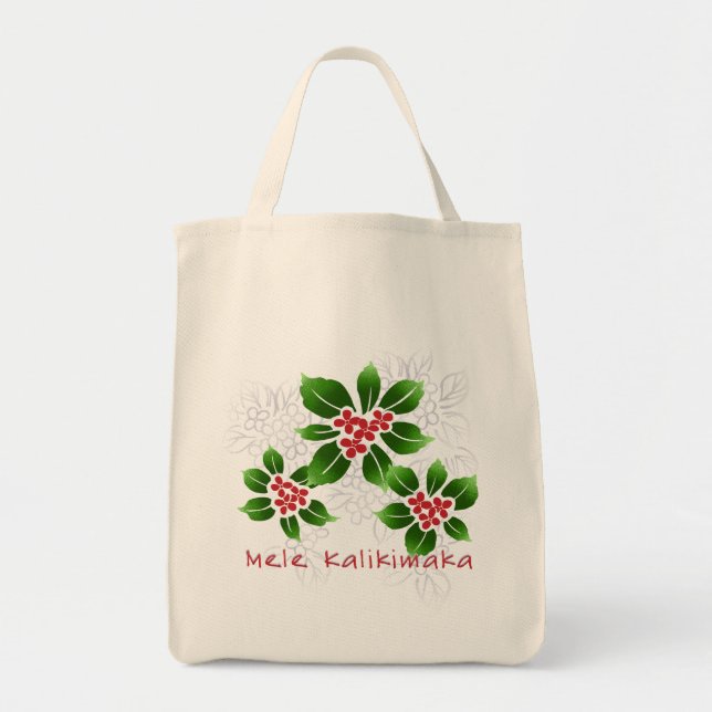 Bolsa Tote Havaiana Holly Mele Kalikimaka Vermelho de Natal (Frente)