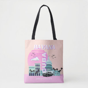 Bolsa Tote Havana Cuba Pink Viagem Art