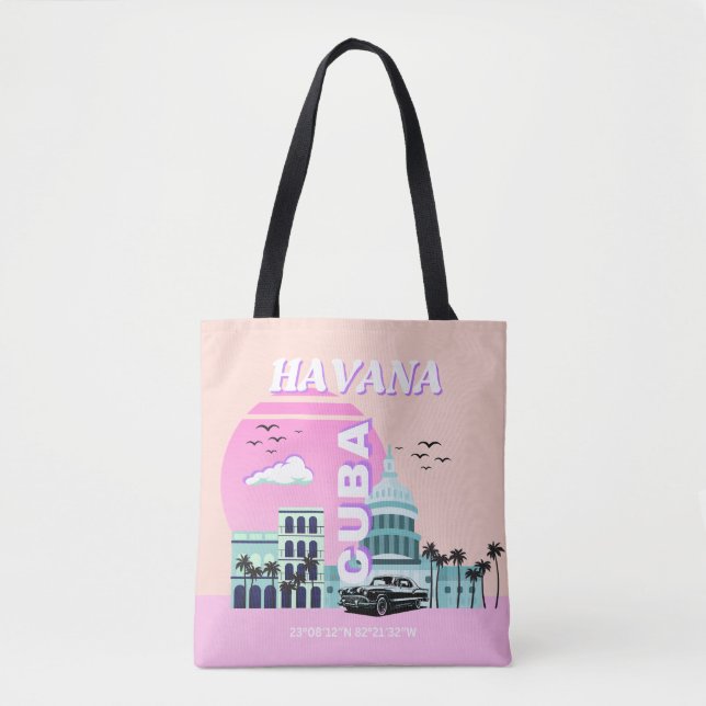 Bolsa Tote Havana Cuba Pink Viagem Art (Frente)