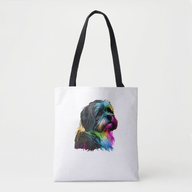 Bolsa Tote Havanese Dog Pop Art Design no Havanês (Frente)